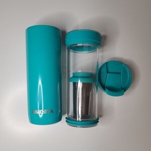 DavidsTea Piston Travel Tea Press Tumbler Teal/Blue 16 oz Diffuser